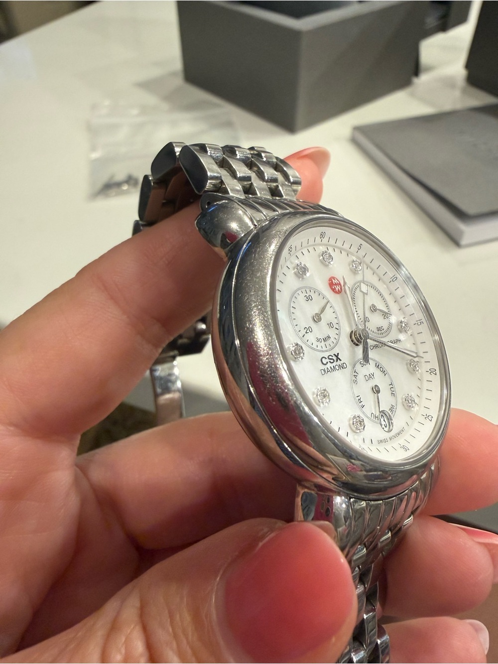 Michele CSX Silver Chronograph with Diamond - Picture 9 of 12